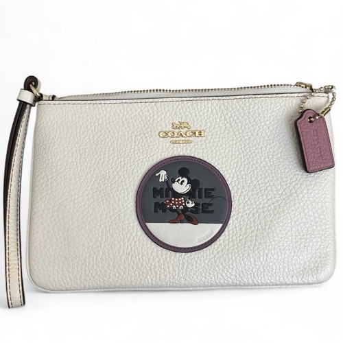 Portafoglio Coach x Disney pelle di ciottoli Minnie Mo patch portafoglio gesso