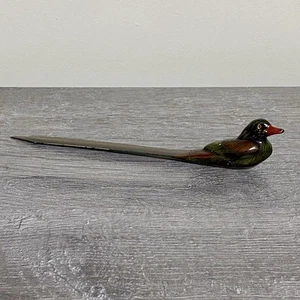 Vintage Wooden Duck Bird Art Deco Letter Opener Hand Painted Collectible Rare - Picture 1 of 14