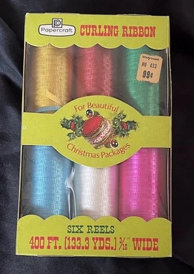 Vtg PAPERCRAFT Curling Ribbon NOS Christmas Packages 400ft 6 Colors - Image 1 of 4