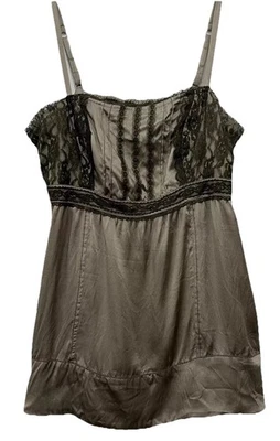 Top de satén y encaje de peltre fósil correa ajustable camisola boho talla M Foto 1 de 4