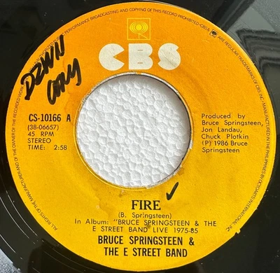 Rare BRUCE SPRINGSTEEN Fire PHILIPPINES 7" CS-10166 CBS - Image 1 of 2