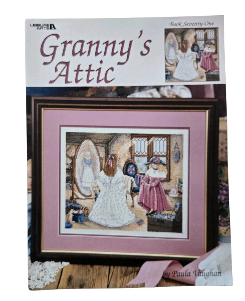 Granny's Attic Paula Vaughan Cross Stitch Pattern 3155 Girls Dress UP Book 71 - Image 1 of 3