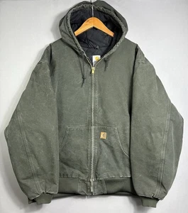 Vintage Y2K Carhartt Jacket Canvas Sz 4XL Tall Dark Green Workwear J130 MOS VTG - Picture 1 of 24