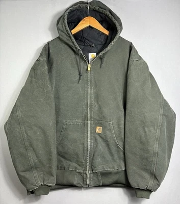 Vintage Y2K Carhartt Jacket Canvas Sz 4XL Tall Dark Green Workwear J130 MOS VTG - Image 1 of 4