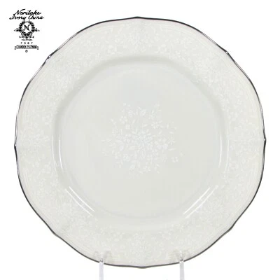 NEW Noritake CHANDON PLATINUM  8-3/8" Salad Plate Ivory White Floral 7367 - Image 1 of 4