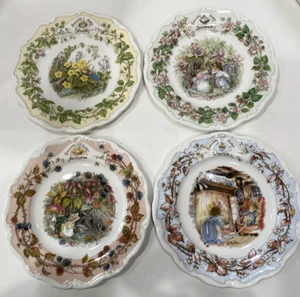 VTG Royal Doulton Complete Set 4 Brambly Hedge Four Seasons Country Mice Plates - Picture 1 of 7