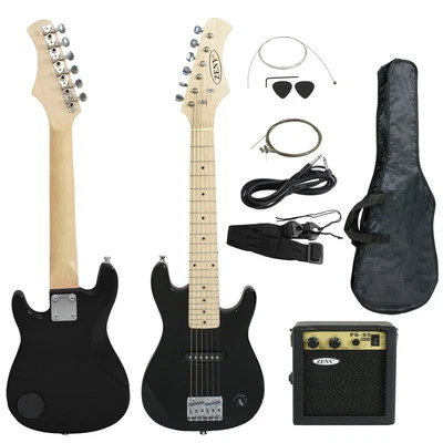 30" Black Electric Guitar With Amp Case Beginner Practice Accessories Pack  - Image 1 of 4