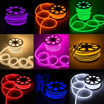 100ft LED Neon Light Strip Flexible Rope Waterproof Commercial Party Home Decor - Image 1 of 4
