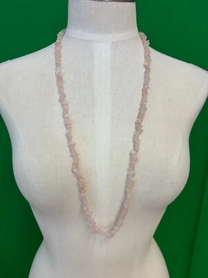 Collar de cuentas de cuarzo rosa rosa de una sola hebra 34" Foto 1 de 2