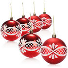 6x Weihnachtskugeln, Christbaumkugeln bruchsicher aus Kunststoff - weiß/rot