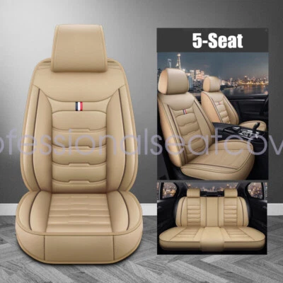 For TOYOTA Car Seat Cover 5-Seat Full Set Deluxe Leather Front & Rear Protector - Image 1 of 4