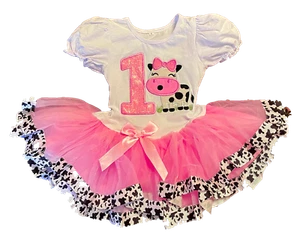 Cow Tutu Dress 1st Birthday Party  Farm Tutu Dress Pink - Picture 1 of 1