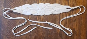 Belt WHITE Beaded/Pearls CUMMERBUND STYLE Tie Ends - Picture 1 of 5