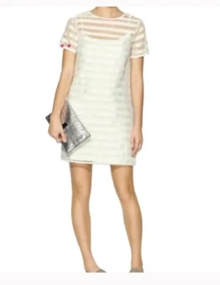 $149 全新 Wells Grace 白色 S 码吊带连衣裙加透明封面连衣裙条纹 — 第 1/4 张图片