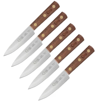 PACK de 5 cuchillos para carne de cocina Case XX de 3,25" 420HC hoja de acero mango de madera de nogal Foto 1 de 4