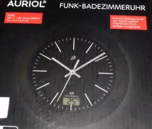 Funk Badezimmer Uhr,mit Temperatur und Luftfeuchtigkeit,SCHWARZ,NEU-lesen - Bild 1 von 1