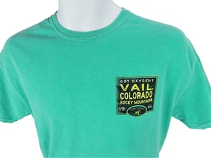 Medium Vail CO Rocky Mountains Got Oxygen Elevation 8150 ft Green T Shirt  - Picture 1 of 4