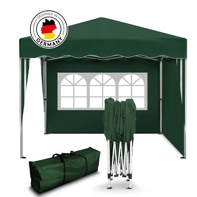 KRONENBURG ® Falt Pavillon 100% WASSERDICHT 2 Seiten Dachmaß 3x3m Garten Zelt Pavillion Grün