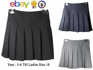UK Ladies Children Girls Britini Back Zip Uniform Skirt Pleated Back to School - Picture 1 of 5