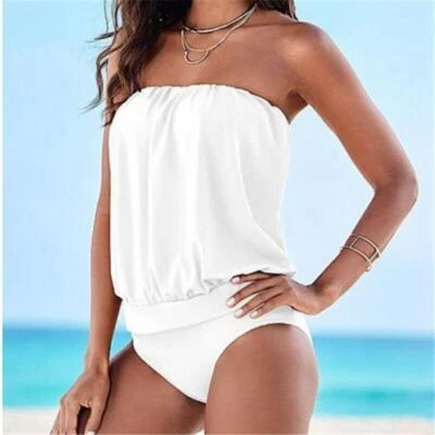 Swimwear Women Swimsuit Beach size Piece Strapless Bikini One Bandage Set Plus - Imagem 1 de 4