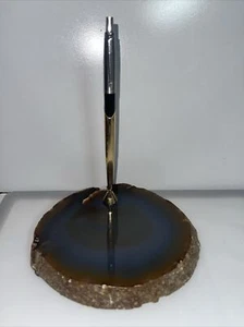 Agate Geode Slide Slice Pen Holder Stand Brown Blue Office Desk Paperweight (49a - Picture 1 of 2