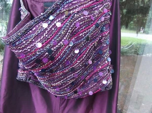 FRANK USHER 2 PIECE EVENING WEAR - SIZE 12 IN PURPLE - TOP SEQUIN / BEAD DETAIL - Picture 1 of 4