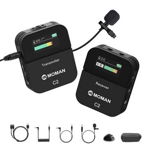 Microphone sans fil Lavalier, système de microphone sans fil MOMAN C2 2,4 GHz - Photo 1 sur 7