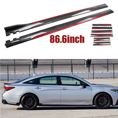 For Toyota Avalon Carbon Fiber Red 86.6in Side Skirt Extension Spoiler Splitter Foto 1 de 4