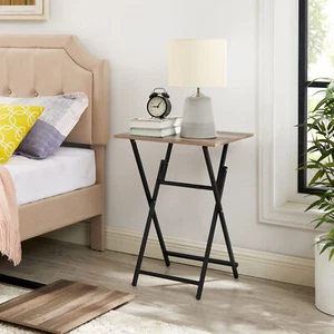 2-Piece Folding TV Tray Table Noassembly Required Portable Sofa Side Table, Indu - Picture 1 of 7