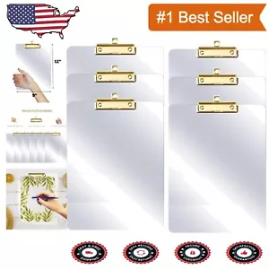 Elegant Clear Acrylic Clipboards with Gold Clip - 6-Pack for Easy Organization - Picture 1 of 8