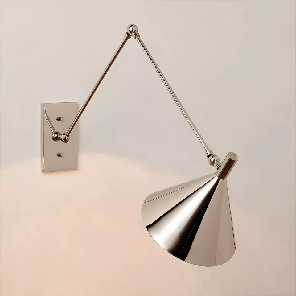 1 light Mid-Century Modern Polished Chrome Swing Arm Wall Sconces Handmade - Image 1 of 4