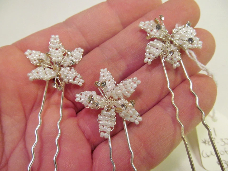 *NUEVO 3 selecciones de cabello nupcial floral cristal perla simulado tono plata Foto 1 de 4
