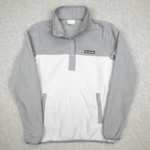 Columbia Jacket Women's Small Gray Two Tone Long Sleeve Pullover Fleece Buttoned - Picture 1 of 12