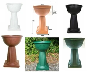 Jardiniere Tall Pedestal Plastic Round Garden Plant Patio Flower Pot Bowl Stand - Picture 1 of 5