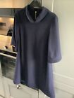 River Island blue Dress Size 8 Gold Zip To Back Lovely Detail To Hem And Sleeves