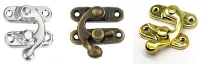 Mini Decorative Hook Hasp Lock Latch Clasp Wooden Chest Box Lid Door Hardware - Image 1 of 4