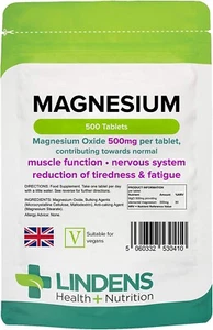 Lindens Magnesium MgO 500mg Tablets (500 pack) UK Manufacturer - Picture 1 of 7