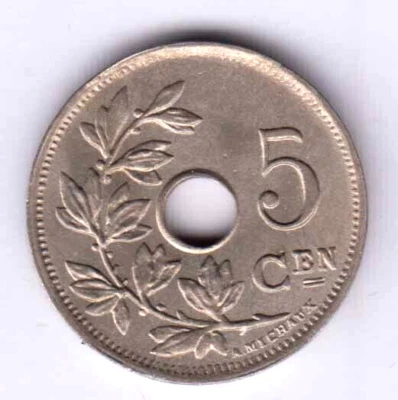 BELGIUM BELGIQUE BELGIE 5 Centimen 1924/14 Flemish KM67, near BU grade (bel1032) - Image 1 of 2