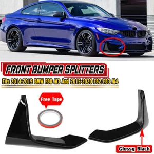 Glossy Black For BMW F80 M3 F82 F83 M4 2015-2019 Front Bumper Lip Splitters Pair - Picture 1 of 6