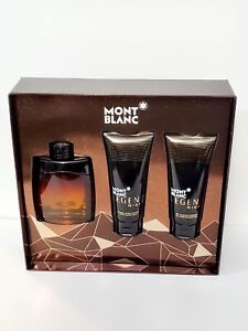 Legend Night by Mont Blanc 3 Pcs Set 3.4oz EDP + A/S Balm + Shower Gel Men 