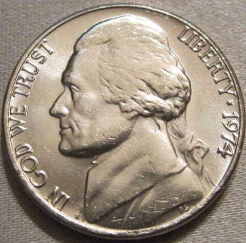 AS SHOWN - 1974 P UNCIRCULATED JEFFERSON NICKEL WITH NICE STEPS *** 358 Cover