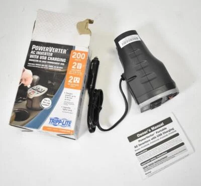 Tripp Lite PowerVerter AC Inverter w USB Charging Fits Cup Holder 200W 12V - Image 1 of 4