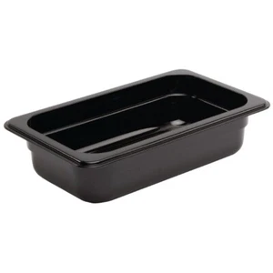 VOGUE BLACK POLYCARBONATE 1/4 GASTRONORM CONTAINER 65MM U466 - Picture 1 of 4
