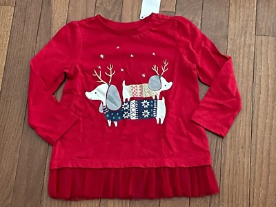 Novo Top de Tule Gymboree Outlet Meninas Vermelho Dachshund Rena Tamanho 18-24 meses - Imagem 1 de 4