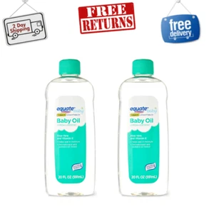 2 PACK Equate Baby Hypoallergenic Baby Oil, Aloe Vera & Vitamin E Formula, 20 Oz - Picture 1 of 12