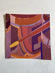Vintage Mid Century Abstract Study Acrylic Art Painting Modernism On Paper - Picture 1 of 2