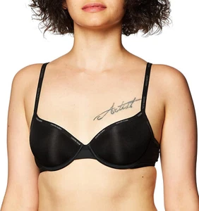 Calvin Klein Women's Sheer Marquisette Demi Lightly Lined Bra, Black, 36A - Picture 1 of 3