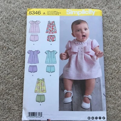 Simplicity Pattern 8346A - Babies Dress - XXS - L - Uncut - Image 1 of 2