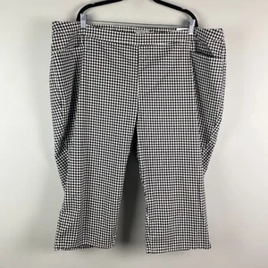 Catherines Essential Flat Front Pull On Capri Pants Size 3X Black White Gingham - Picture 1 of 9