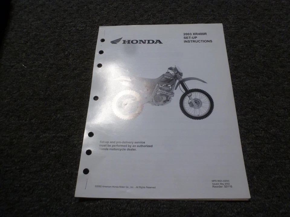 Honda XR400R 2003 moto cross instrucciones de configuración manual del propietario xz Foto 1 de 1